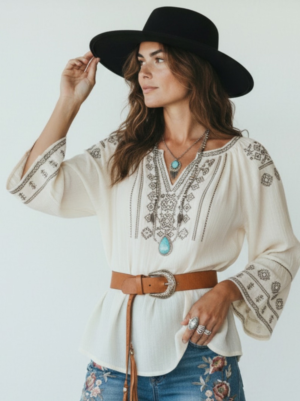 Boujee and Boyeez 100% Wool Wide Brim Floppy Hat - Black - OS